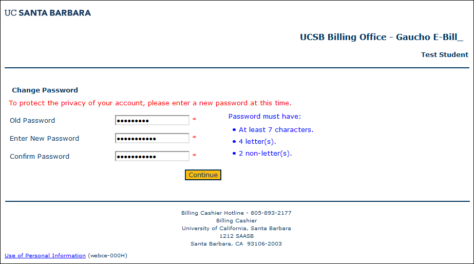 Screenshot of the screen prompting the user to create and confirm a new password.